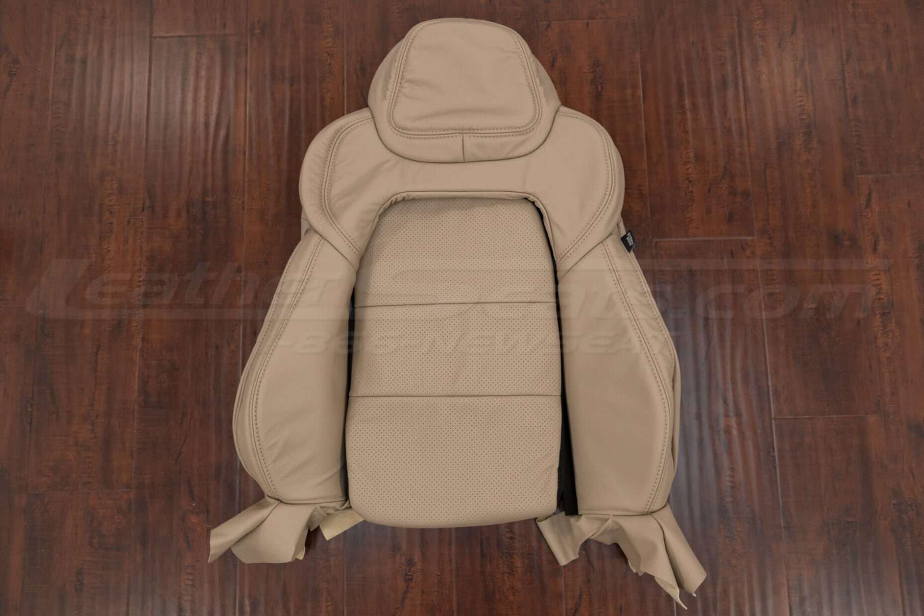 Sandstone C6 Chevy Corvette leather backrest upholstery with perforated inserts