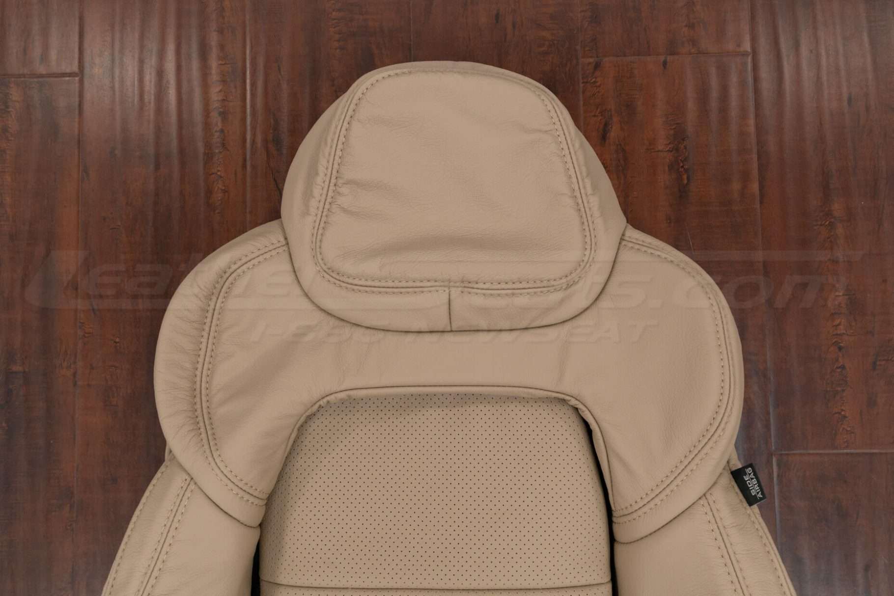 Headrest section of leather backrest uphosltery