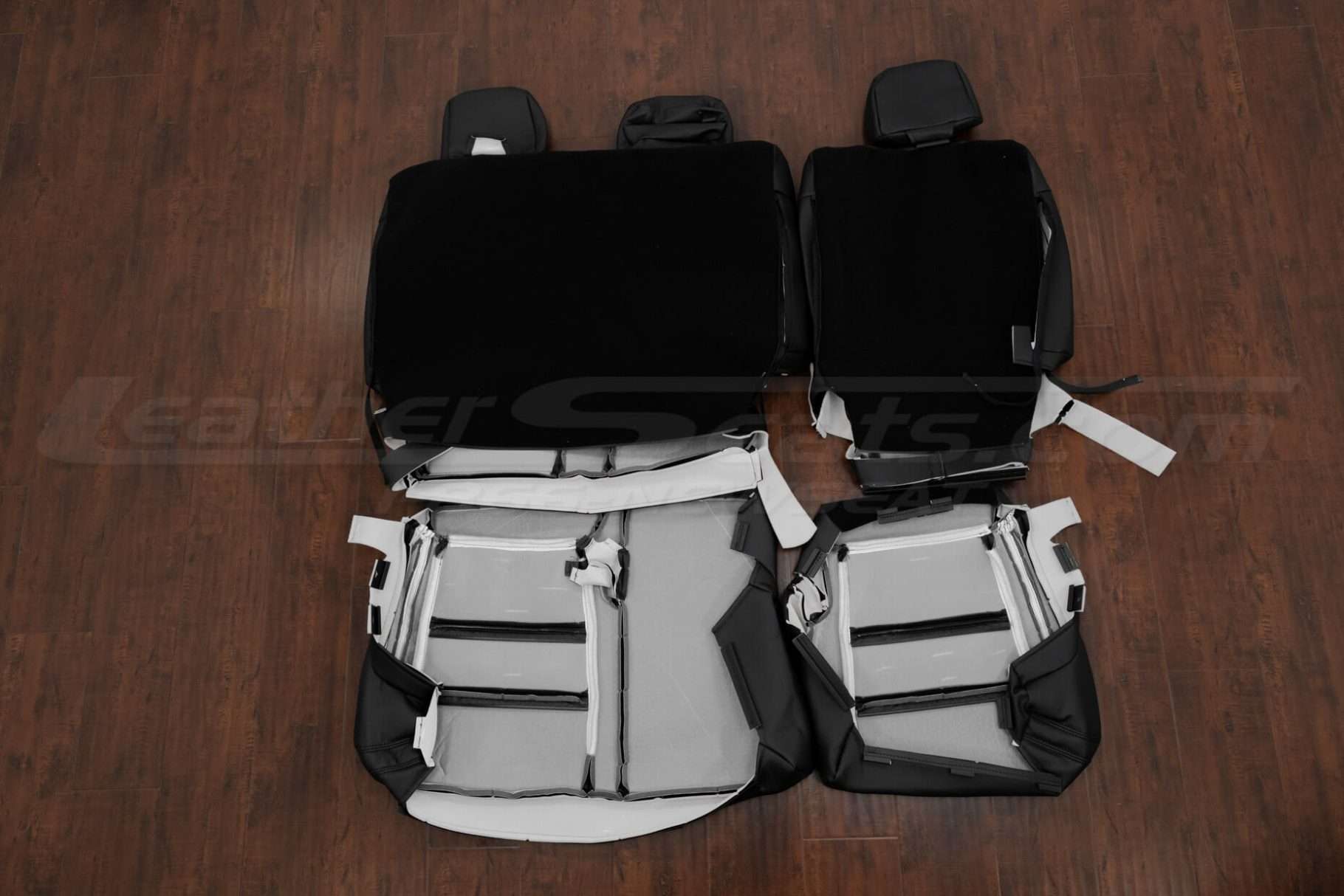Back view of rear seat leather upholstery