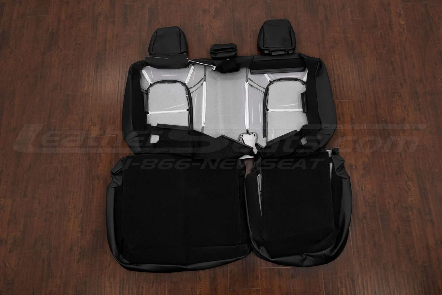 Back view of rear seat upholstery flipped