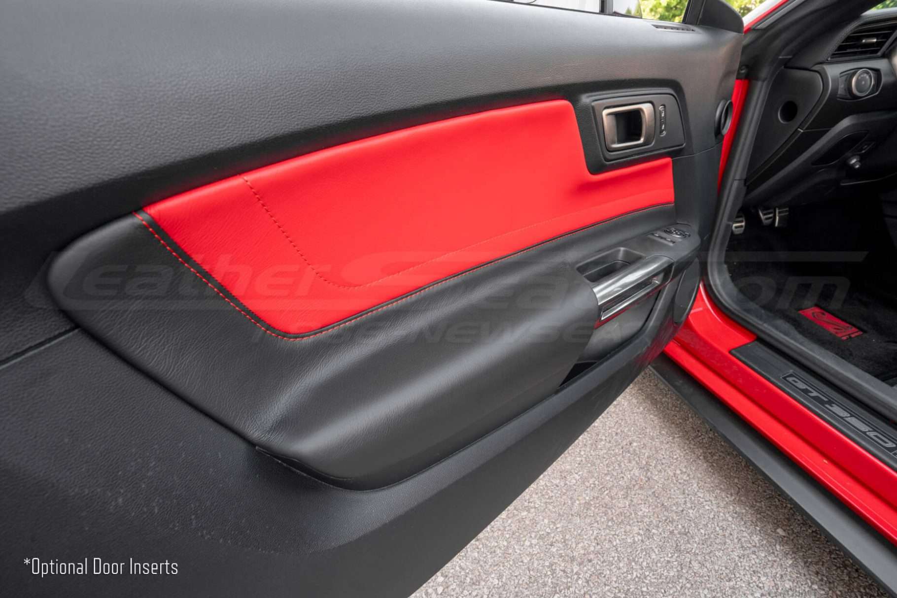 Optional Leather Door Insert upholstery for 2017-2023 Ford Mustang