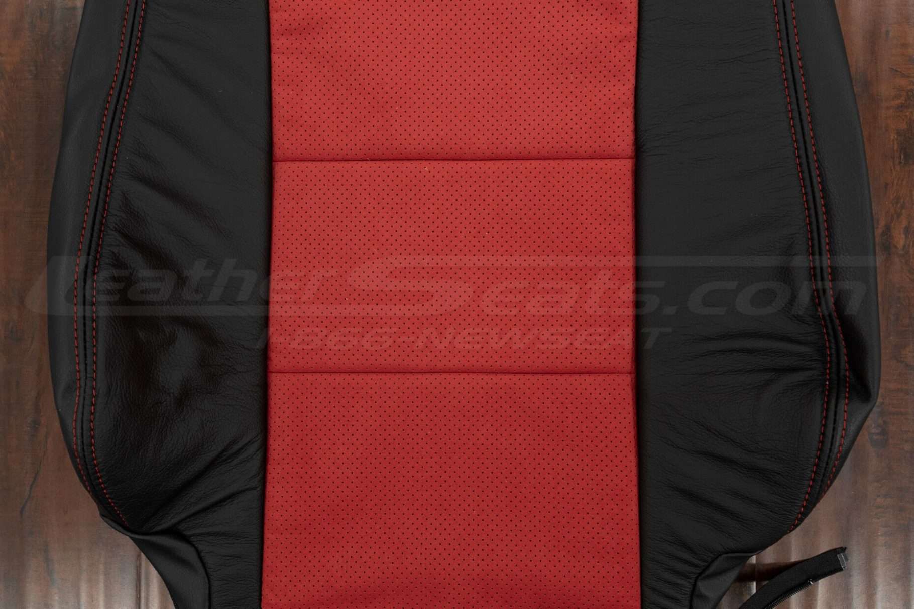 Red Perforated body section of backrest upholstery