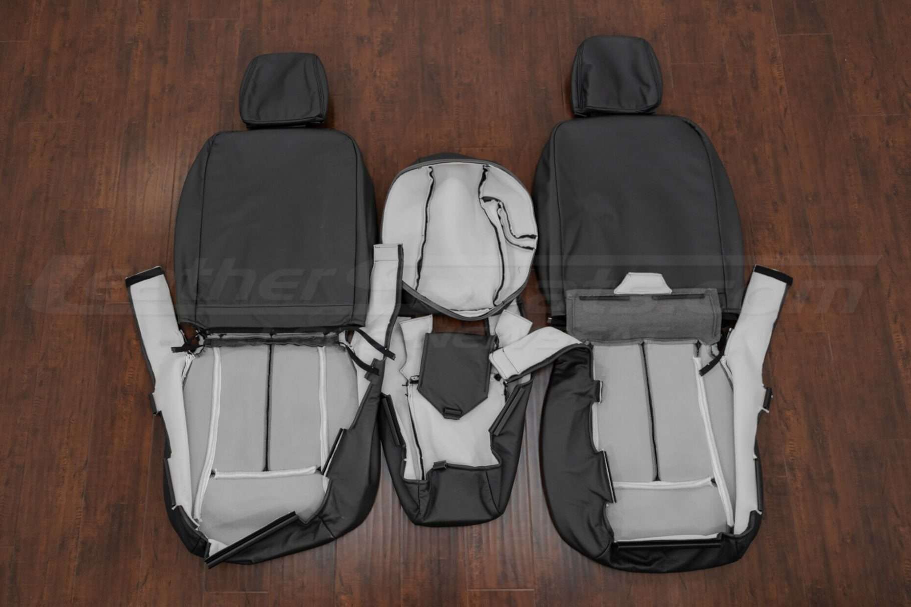 Front seat upholstery flipped