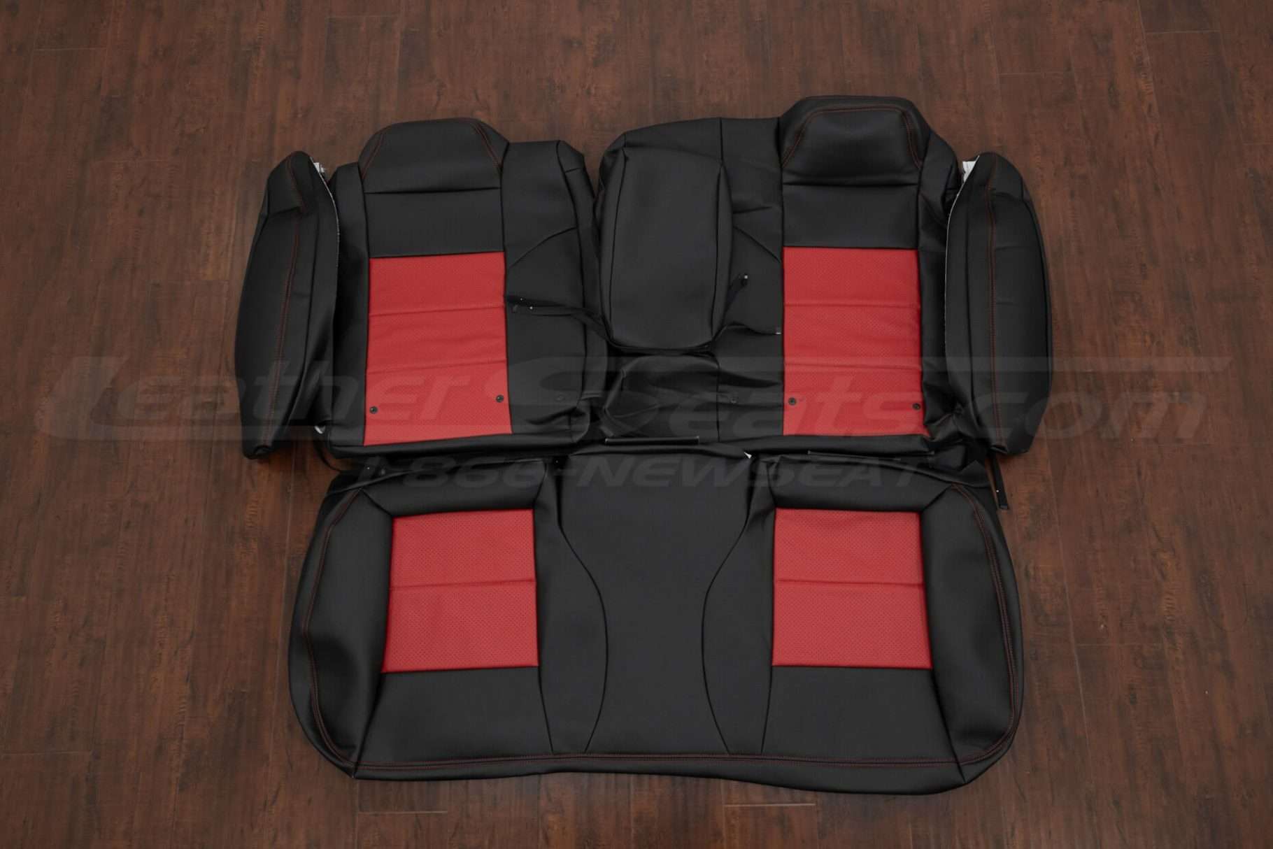 2006-2010 Dodge Charger R/T Performance Buckets leather seat kit - Black/Red - Rear seats with bolsters and armrest