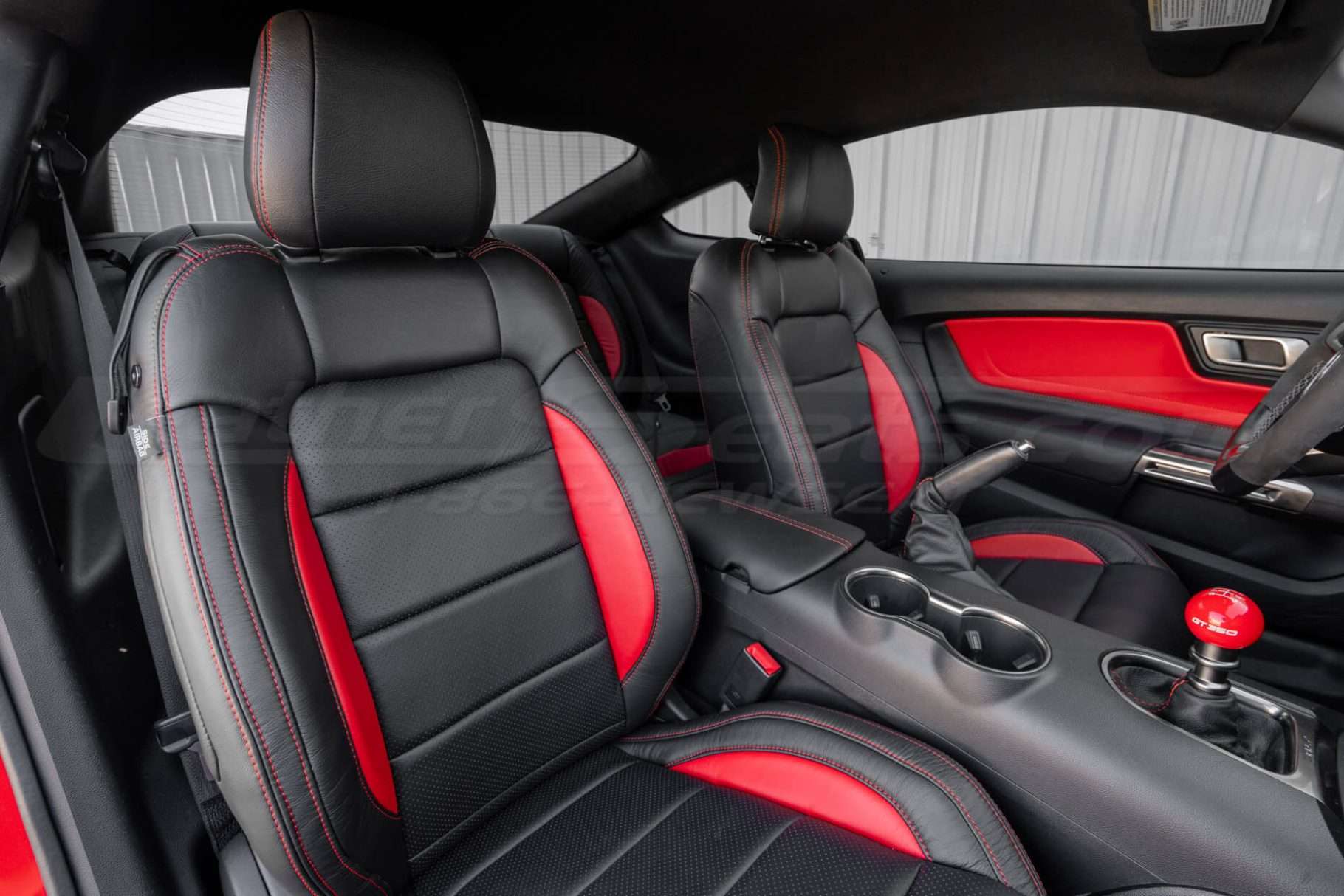 Installed leather front backrest section of passengerseat