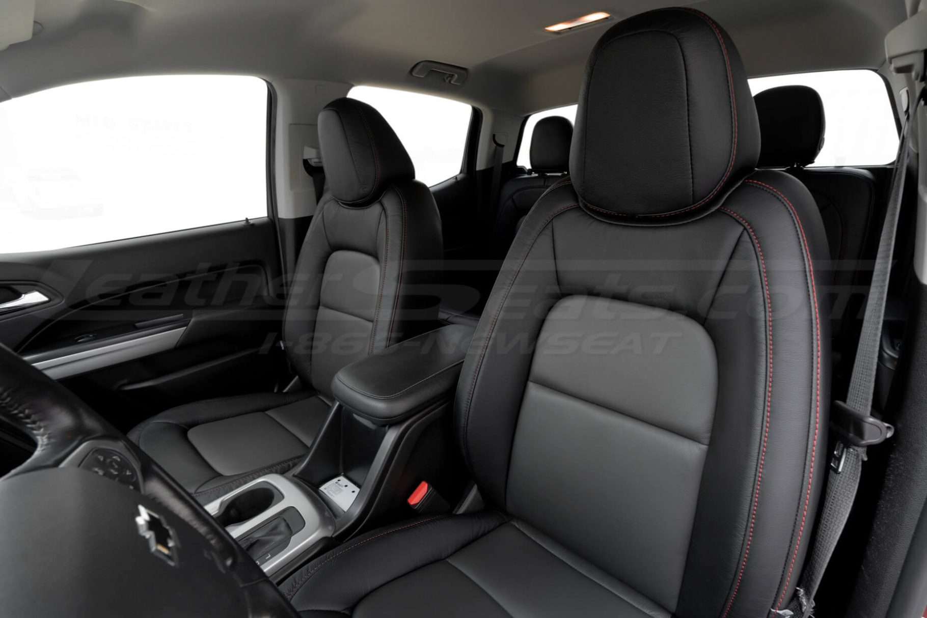 Front backrest section of driver side leather seat