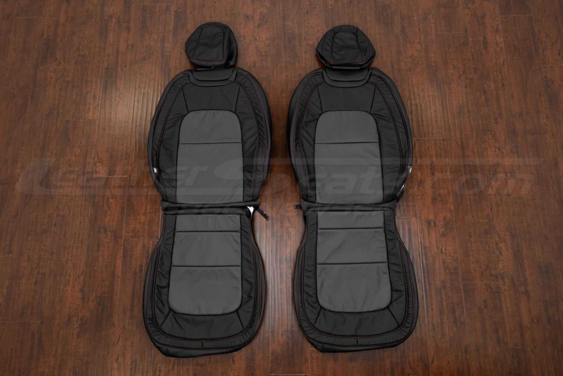 2015-2018 Chevrolet Coorado custom leather uphosltery kit - Black/Graphite - Front seat uphosltery