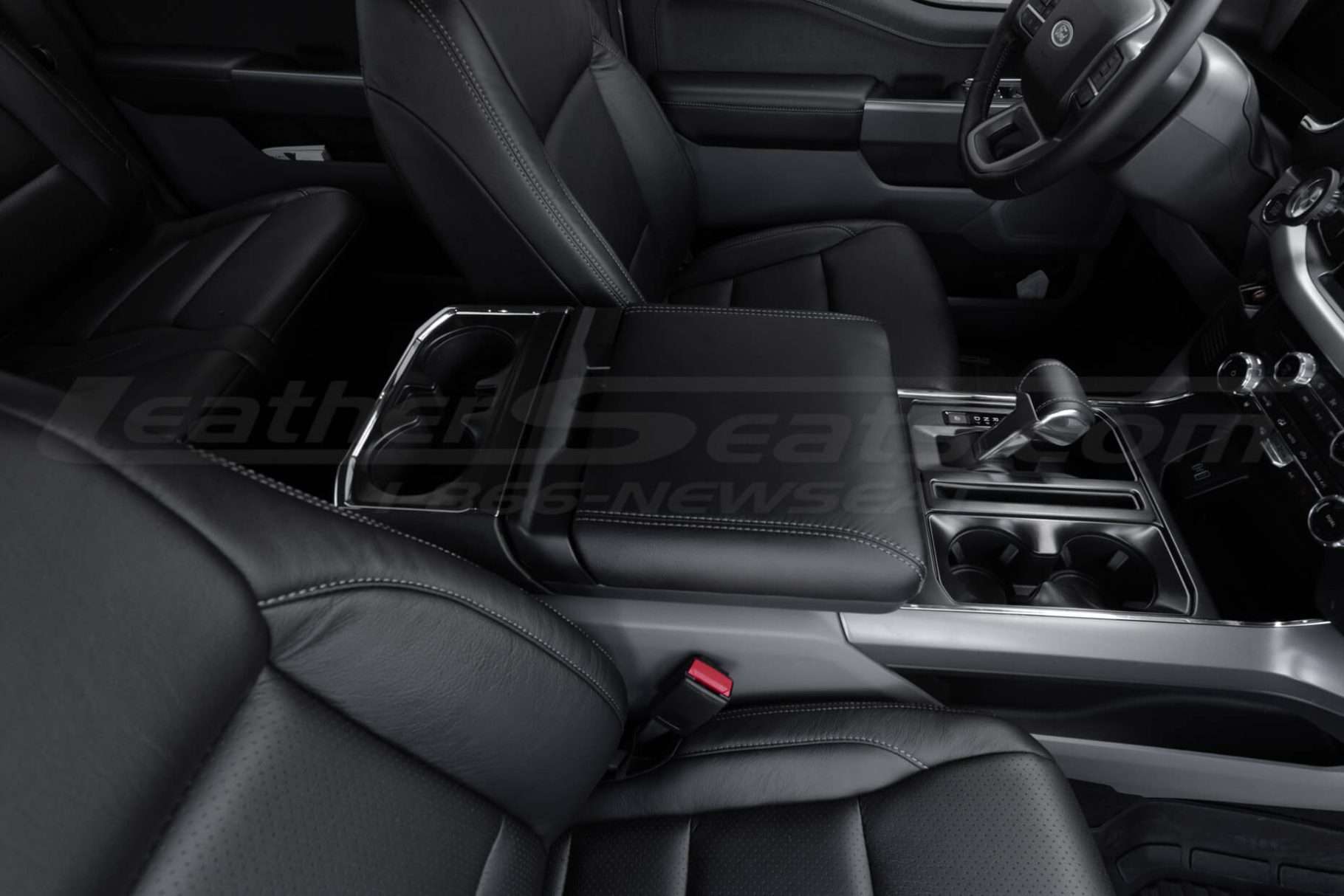 2023 Ford F-150 Lightning installed leather work surface console lid cover