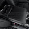 Passenger sid close-up of black leather console lid cover for Ford F-150