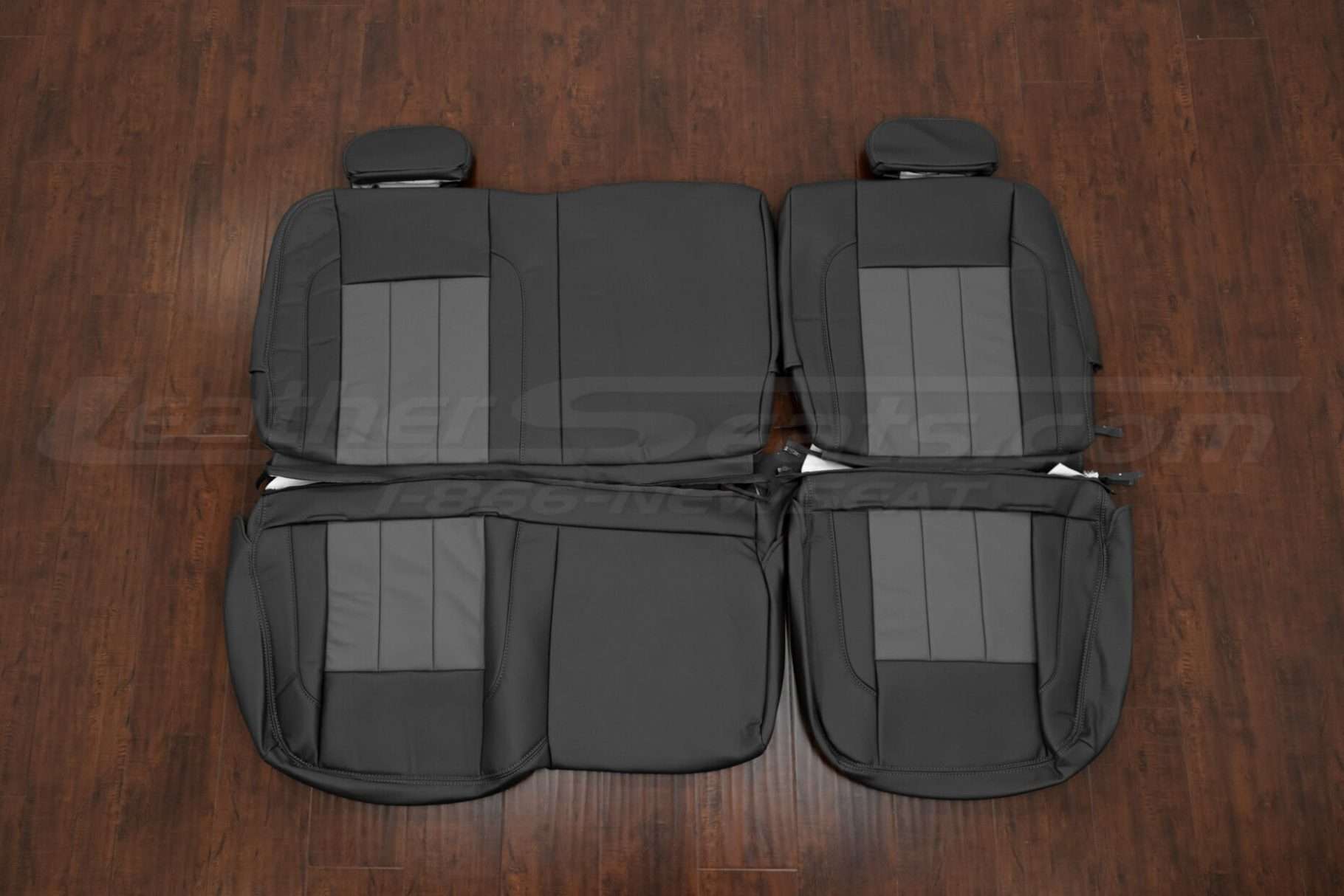 Dodge Ram Quad Cab Leather Seat Kit - Graphite & Ligt Grey Inserts - Rear seat upholstery