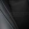 Contrasting grey thread on Black leather