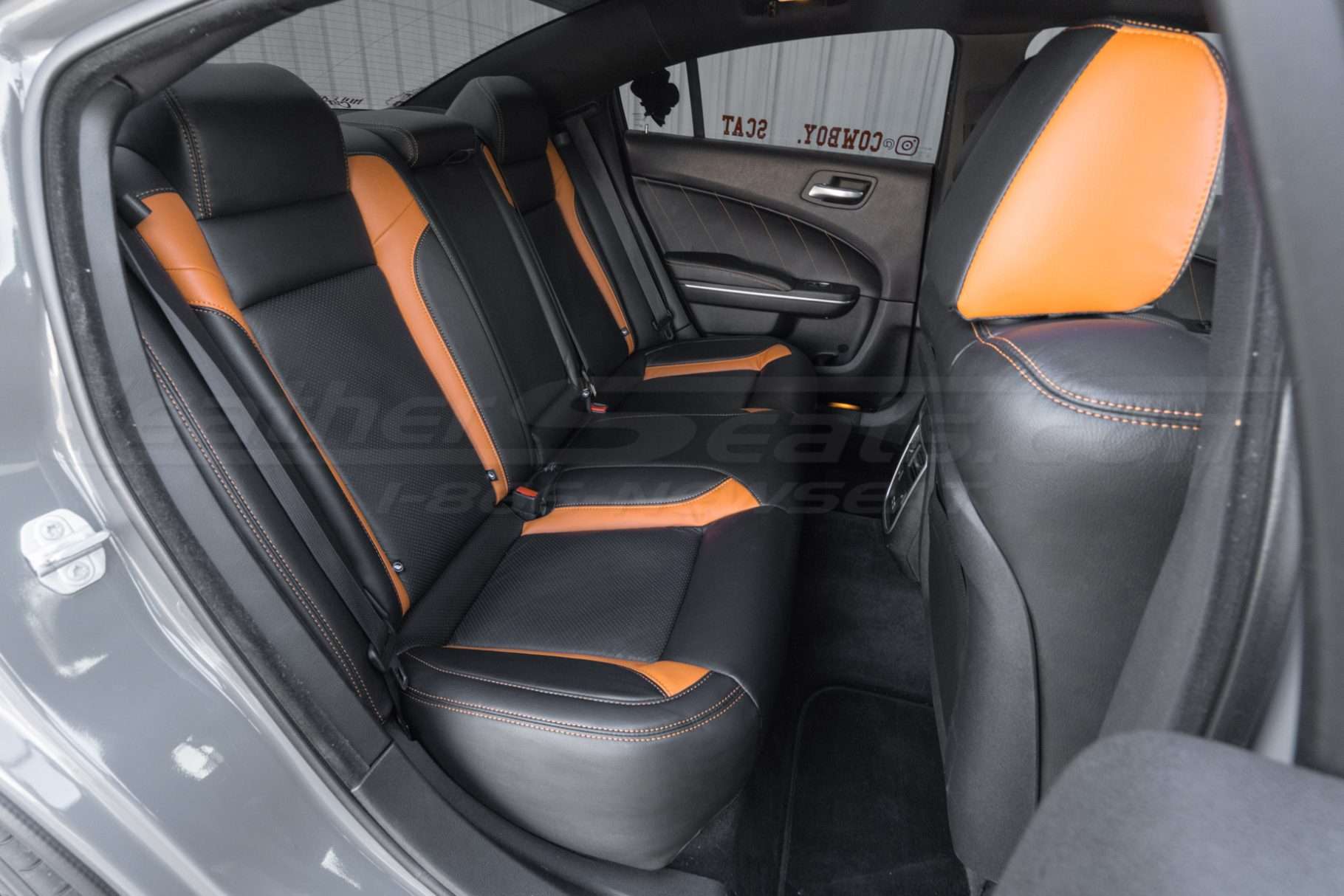 2015-2023 Dodge Charger custom Black and Orange leather seats