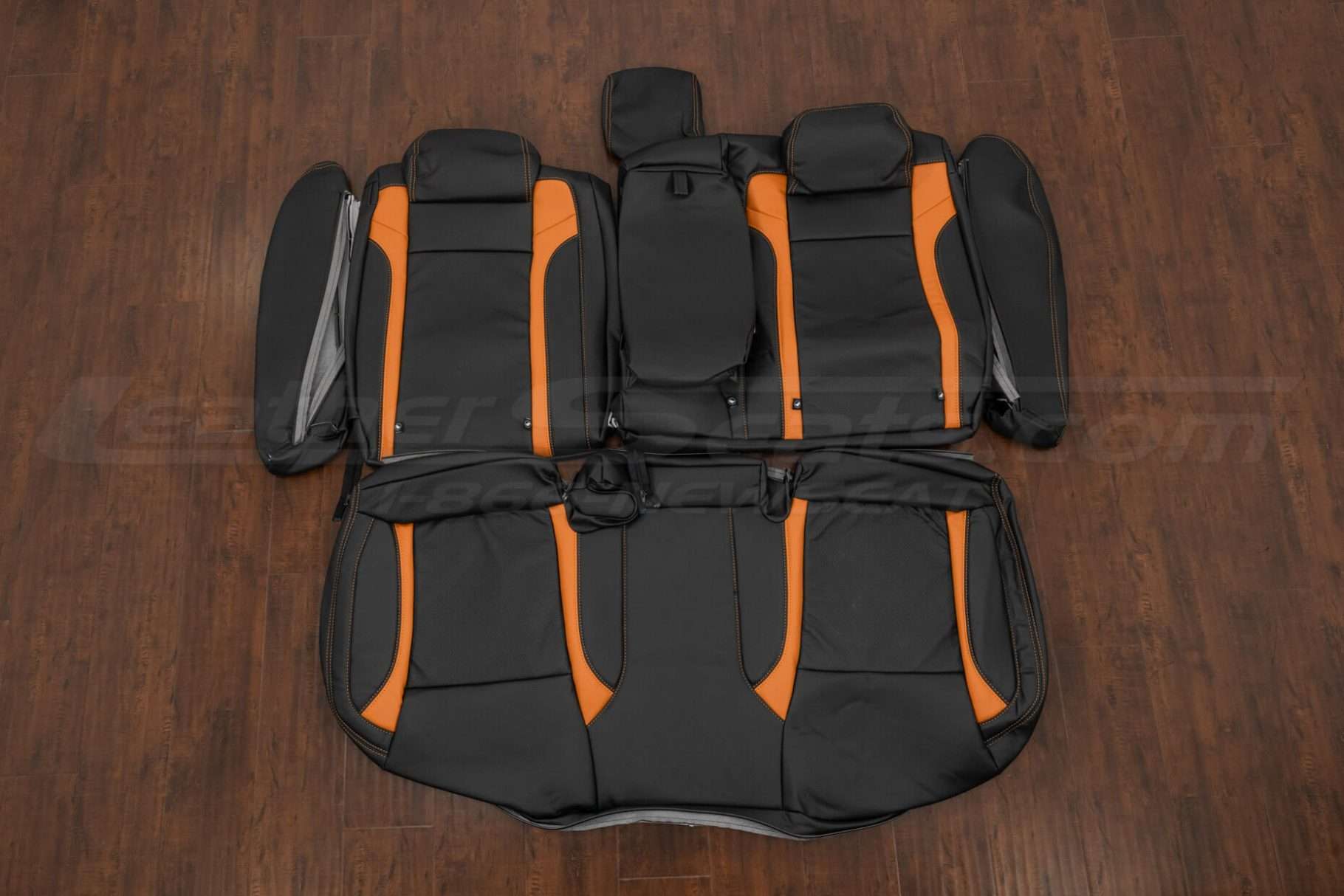 2015-2023 Dodge Charger Scat Pack leather seat interior kit - Black/Orange - Rear seat upholstery with bolsters and armrest