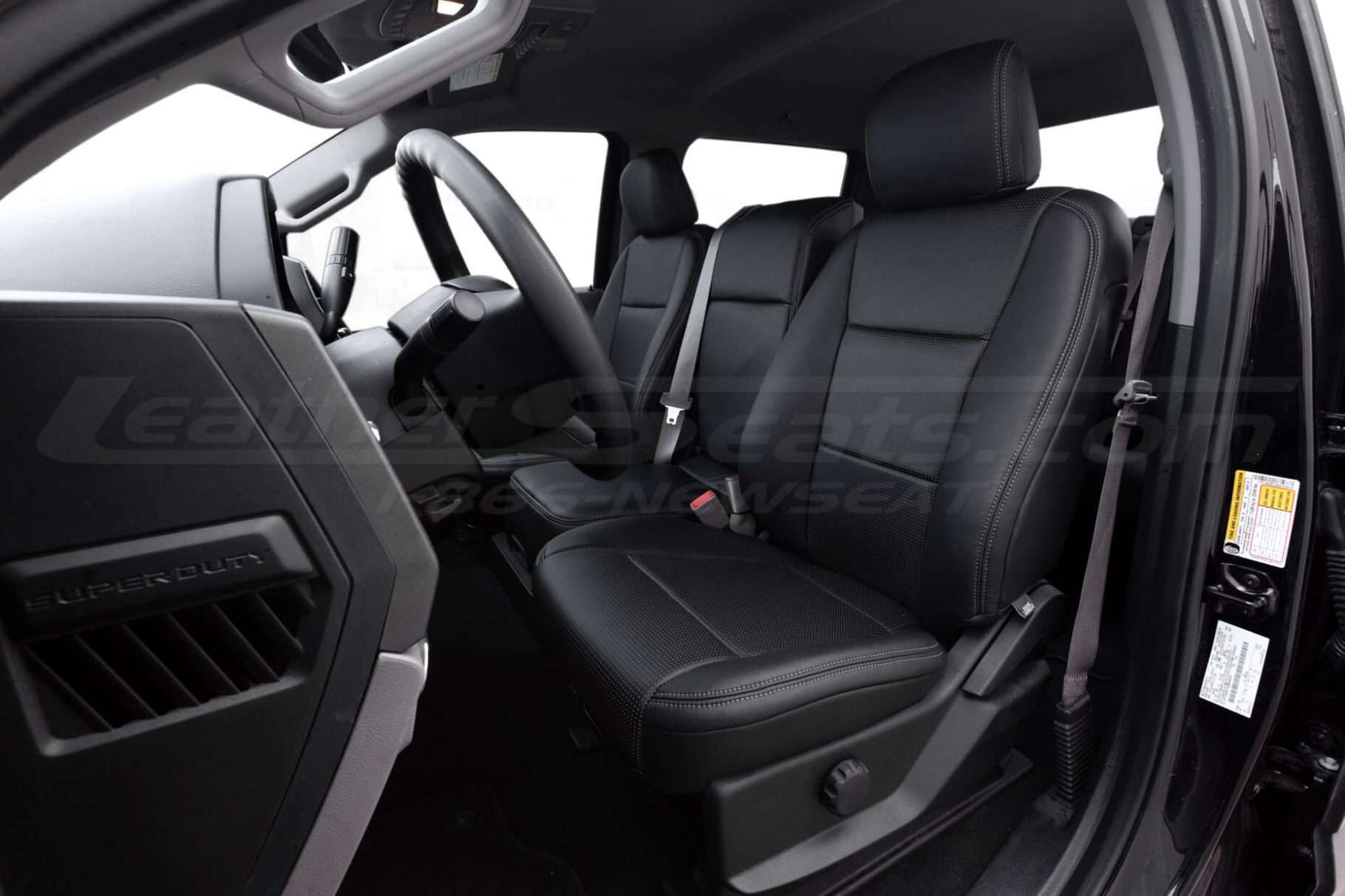 2017-2022 Ford Superduty with custom installed leather seats in Black and Pazza Grey - 40/20/40 seat configuration