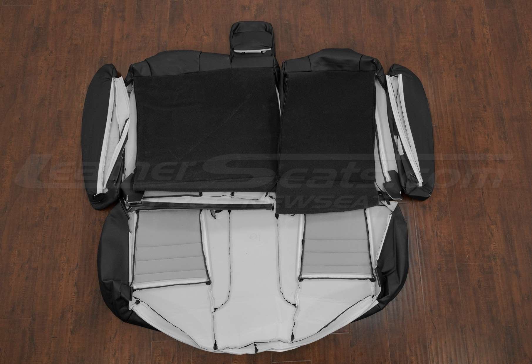 Rear seat upholstery and bolsters flipped