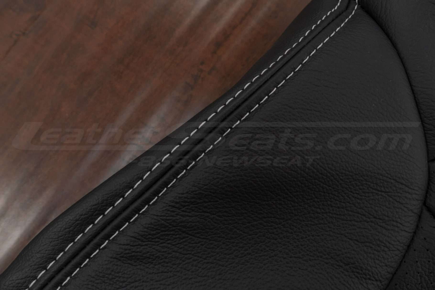 Dove Grey double-stitching on Black leather