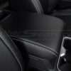Tacoma double cab leather console lid cover installed close-up