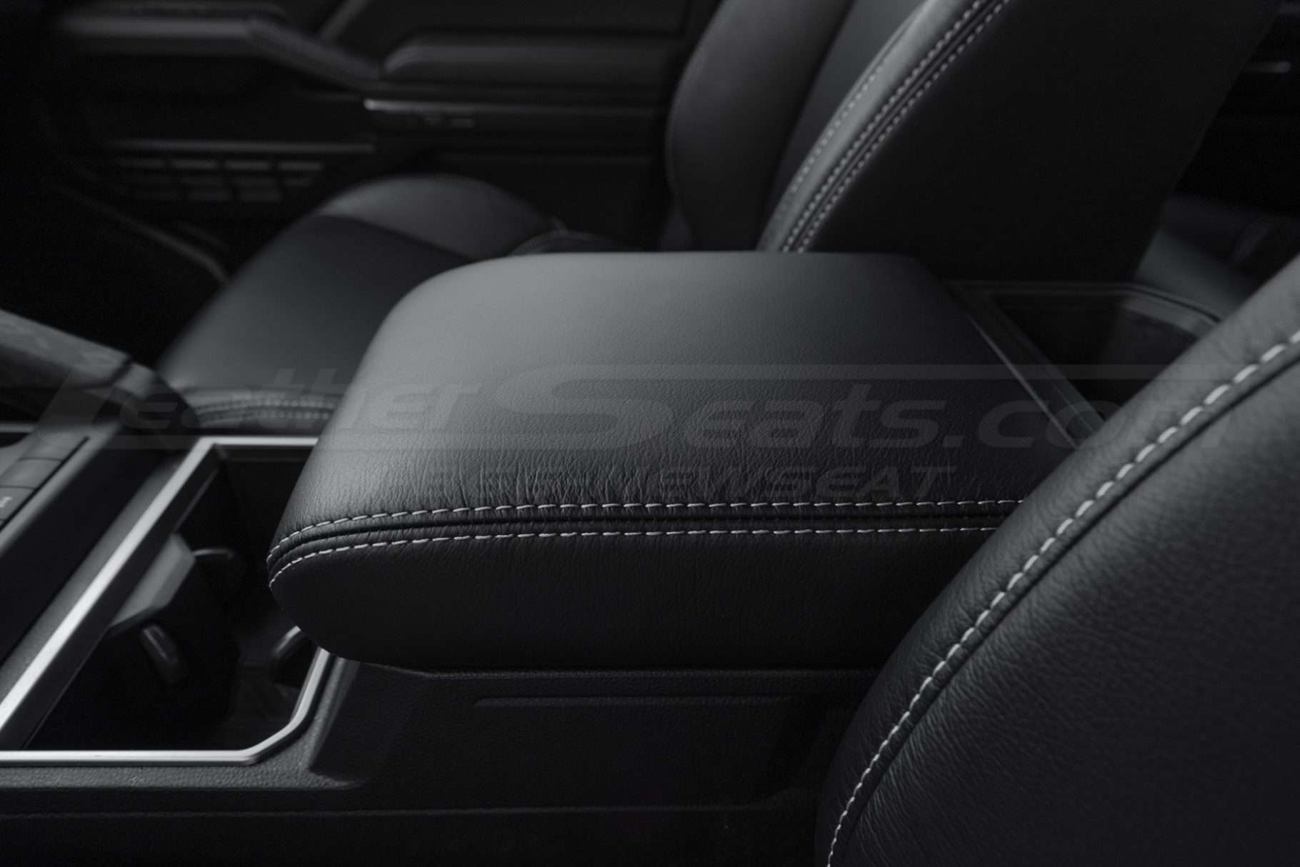 Tacoma Console Lid double-stitching close-up