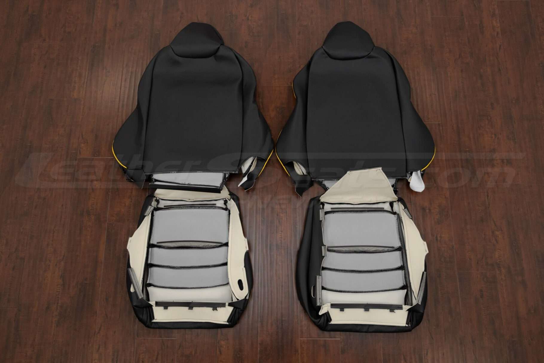 Front seat upholstery flipped