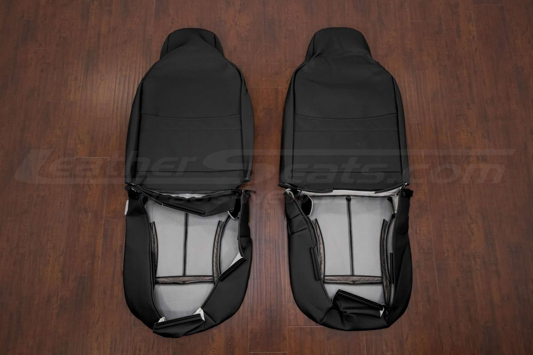 Black Chevy Colorado front seat upholstery flipped