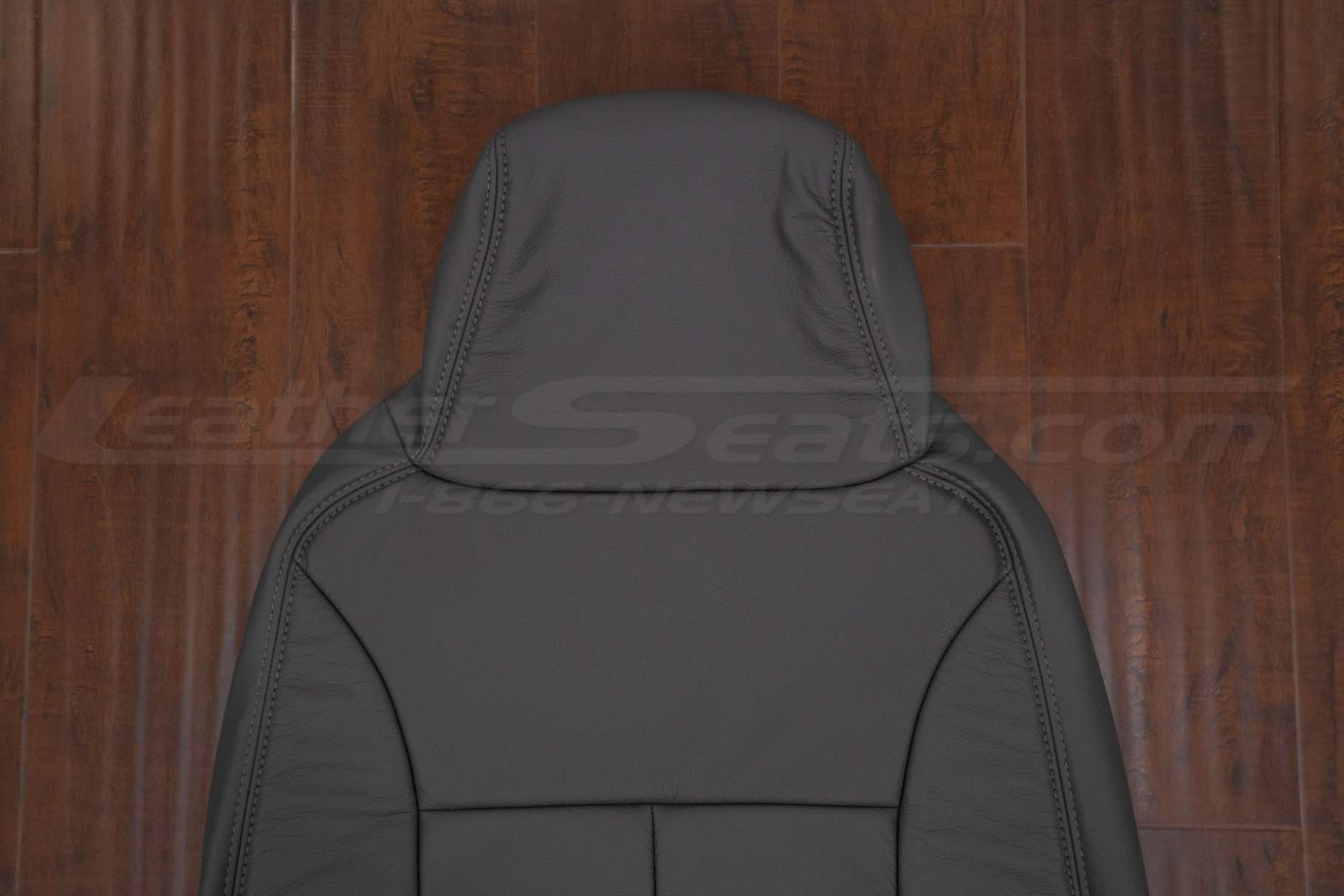 Headrest section of leather backrest upholstery
