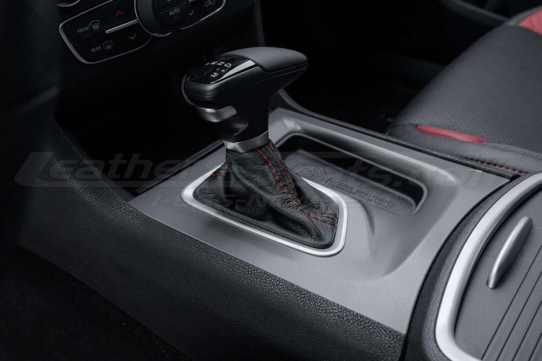 Dodge Charger with custom automatic leather shift boot installed