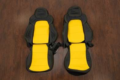 2012-0013 Chevrolet C6 Corvette custom leather seat upholstery kit - Black/Velocity Yellow - FGeatured Image