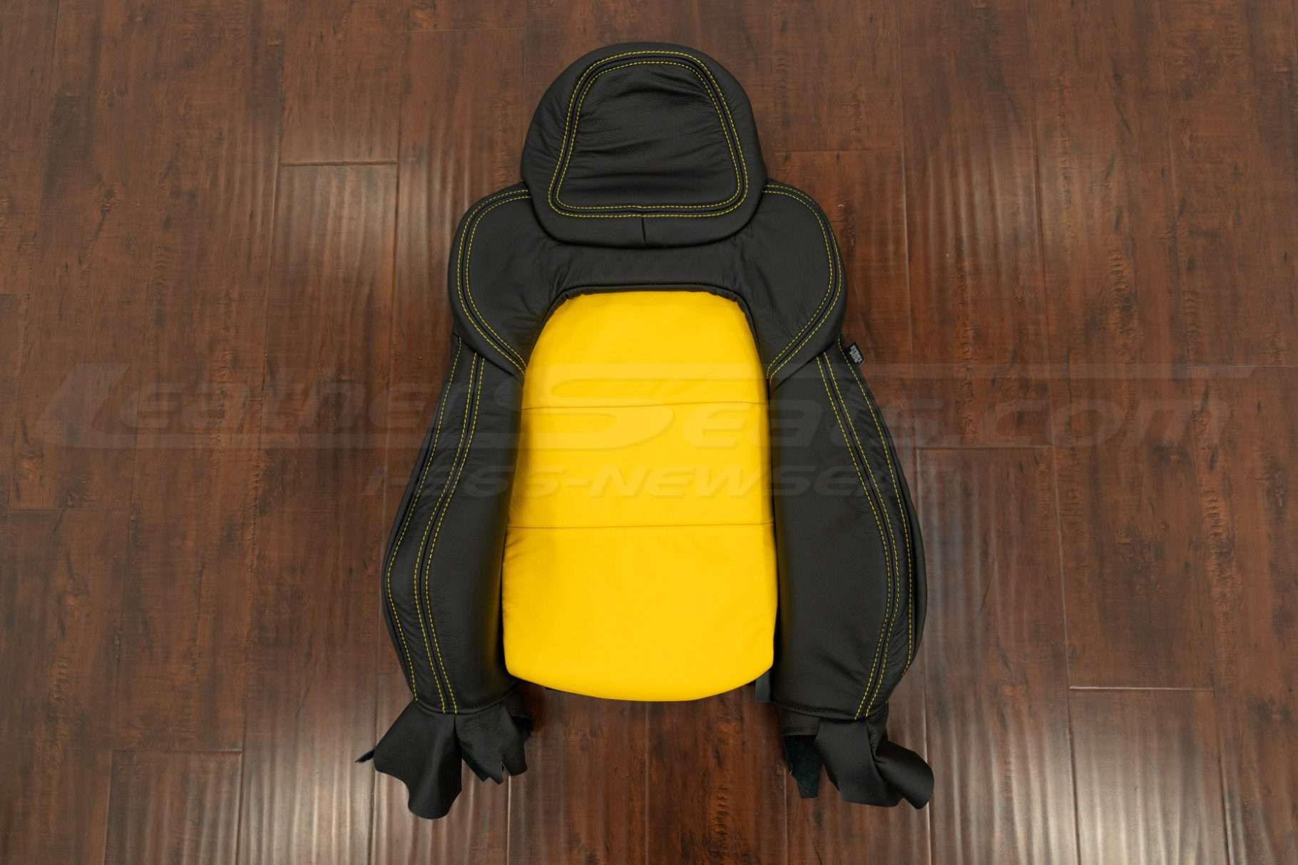 2012-2013 Chevy C6 Corvette leather backrest upholstery in Back and Velocity Yelloow