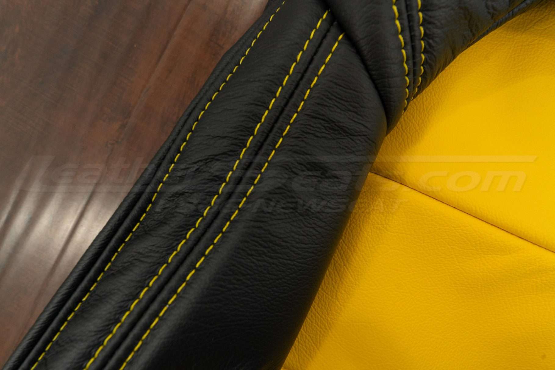 Velocity Yellow doublle-stitching on Black leather