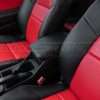 Wide view on installed leather console lid cover for Honda Civic