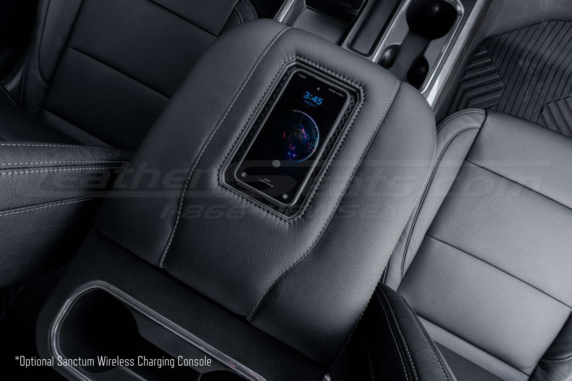 Qi2 leather phone charging center console