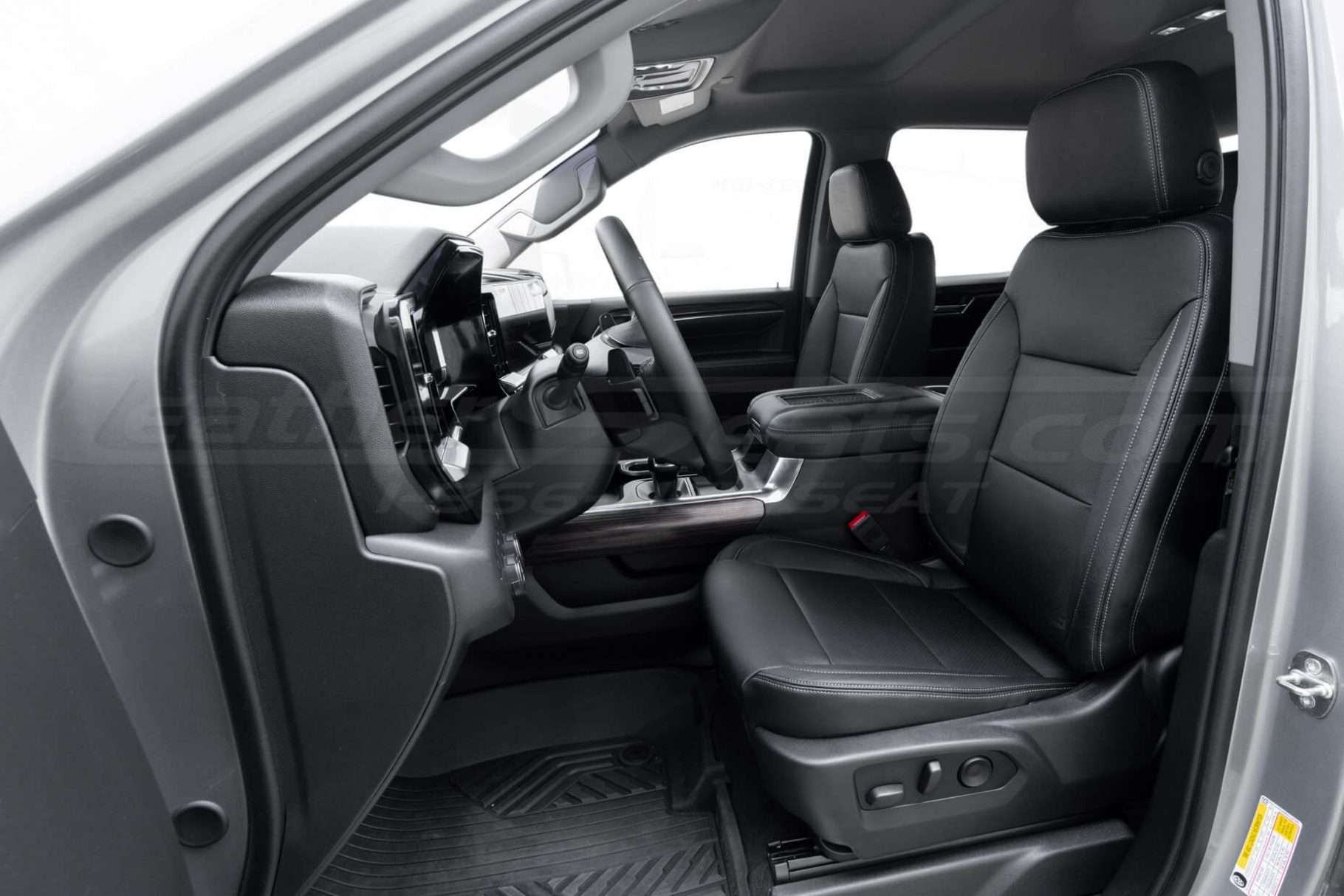 2019-2024 Chevrolet Silverado with LeatherSeats.com black upholstery kit - Front driver seat installed