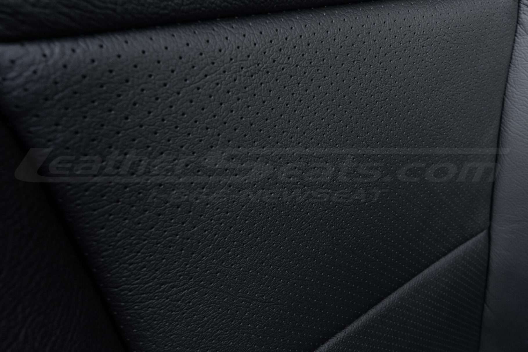 Black leather perforated insert backrest close-up