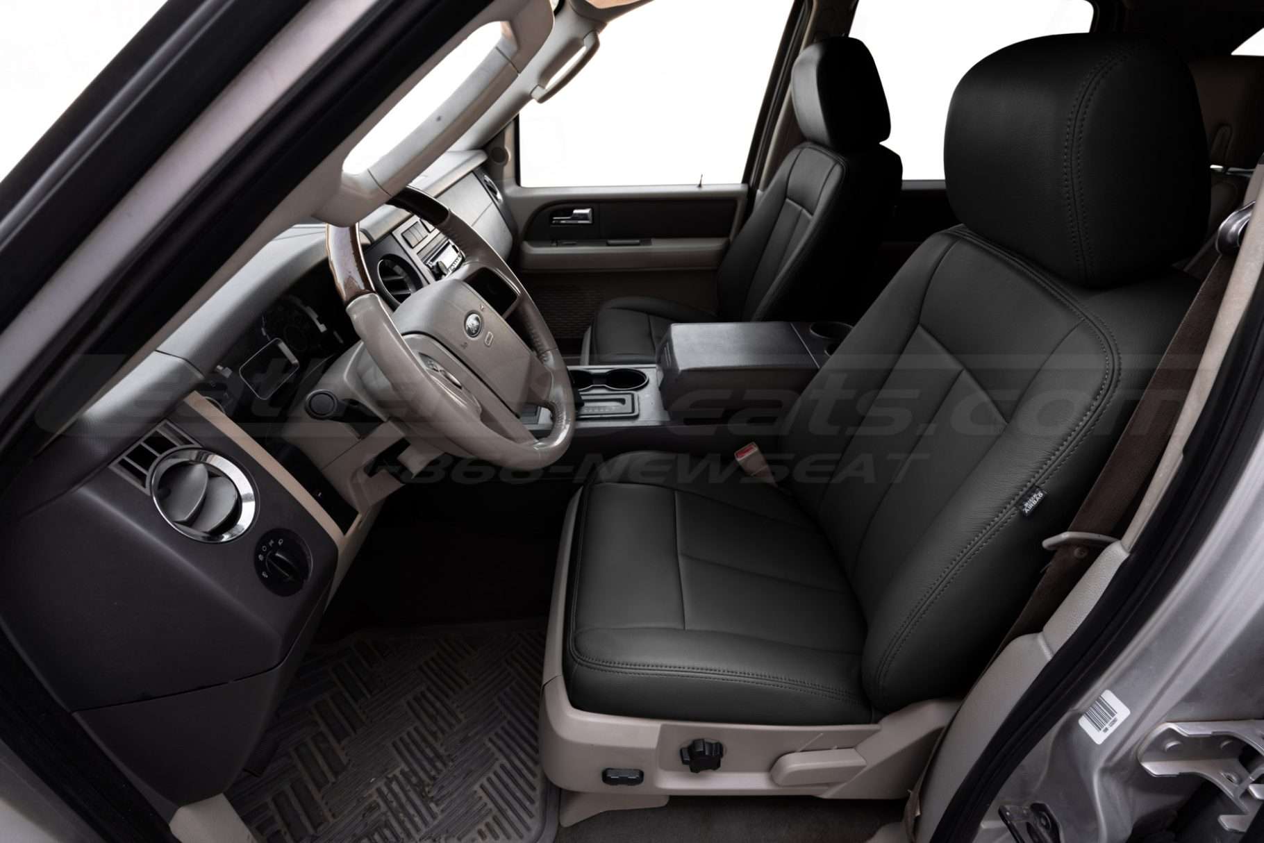 2007-2008 Ford Expedition wih aftermarket charcoal/dark graphiet leather seats installed - front driver seat