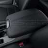 Close up on installed black leather console lid for honda accord coupe and sedan