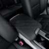 Passenger side view of Honda Accord leather console lid cover in black with black stitching
