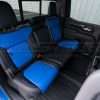 GMC Yukon installed rear leather seats in black and cobalt blue - Passenger side
