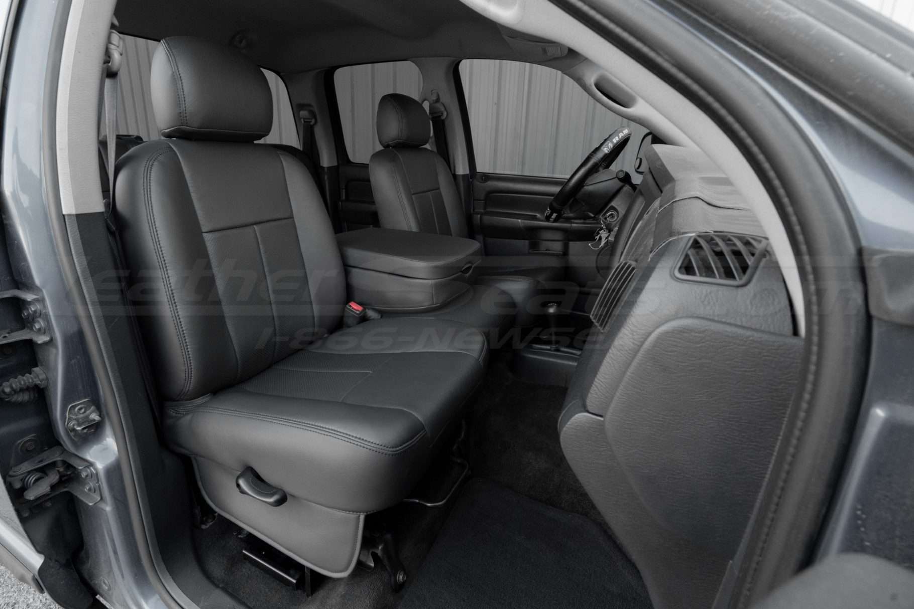 2002-2005 Dodge ram 1500/2500/3500 Quad Cab with custom aftermarket Dark Graphite leather seats - Front passenger