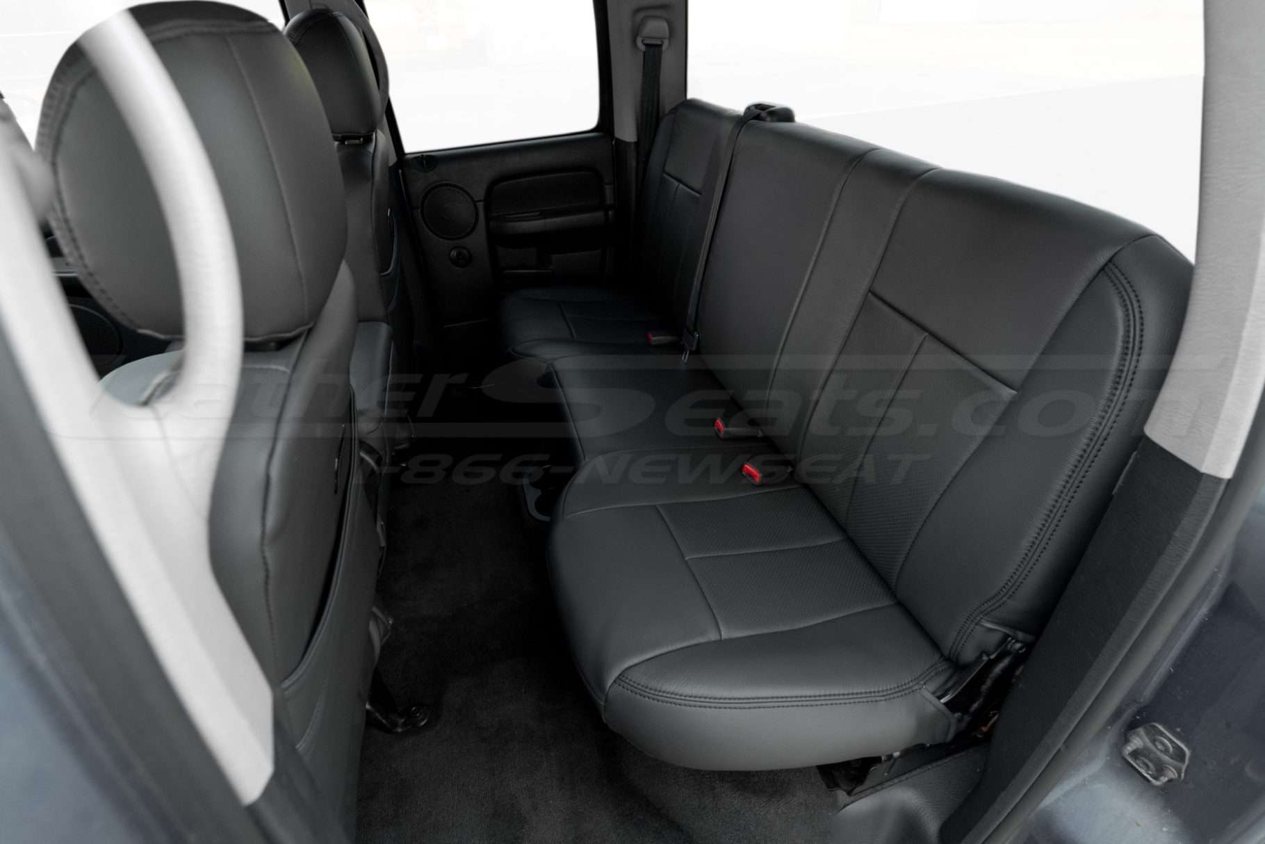 Dodge Ram Quad Cab with aftermarket linstalled leather seats - Dark Graphite - Rear seats from driver side
