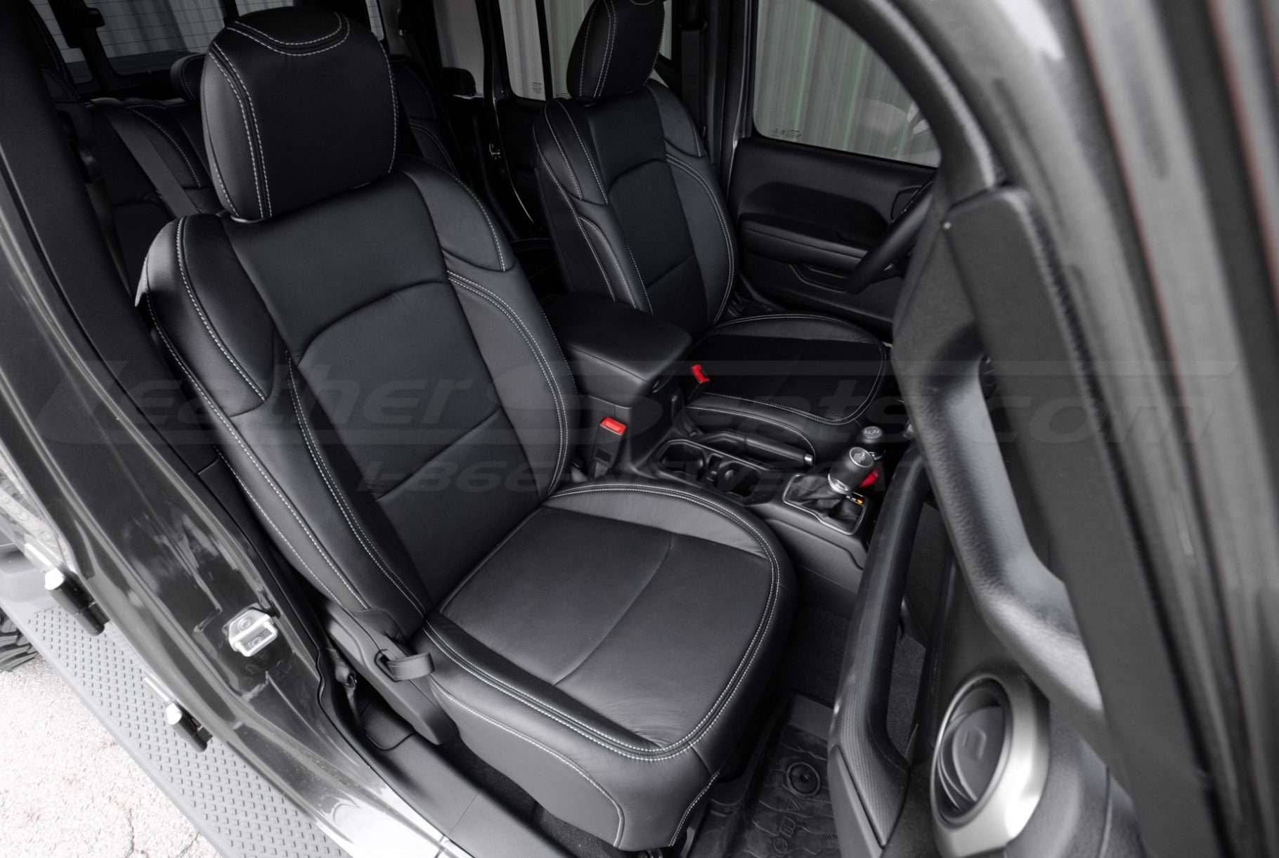 Top-down alternative view of installed leather seats for Jeep Gladiators