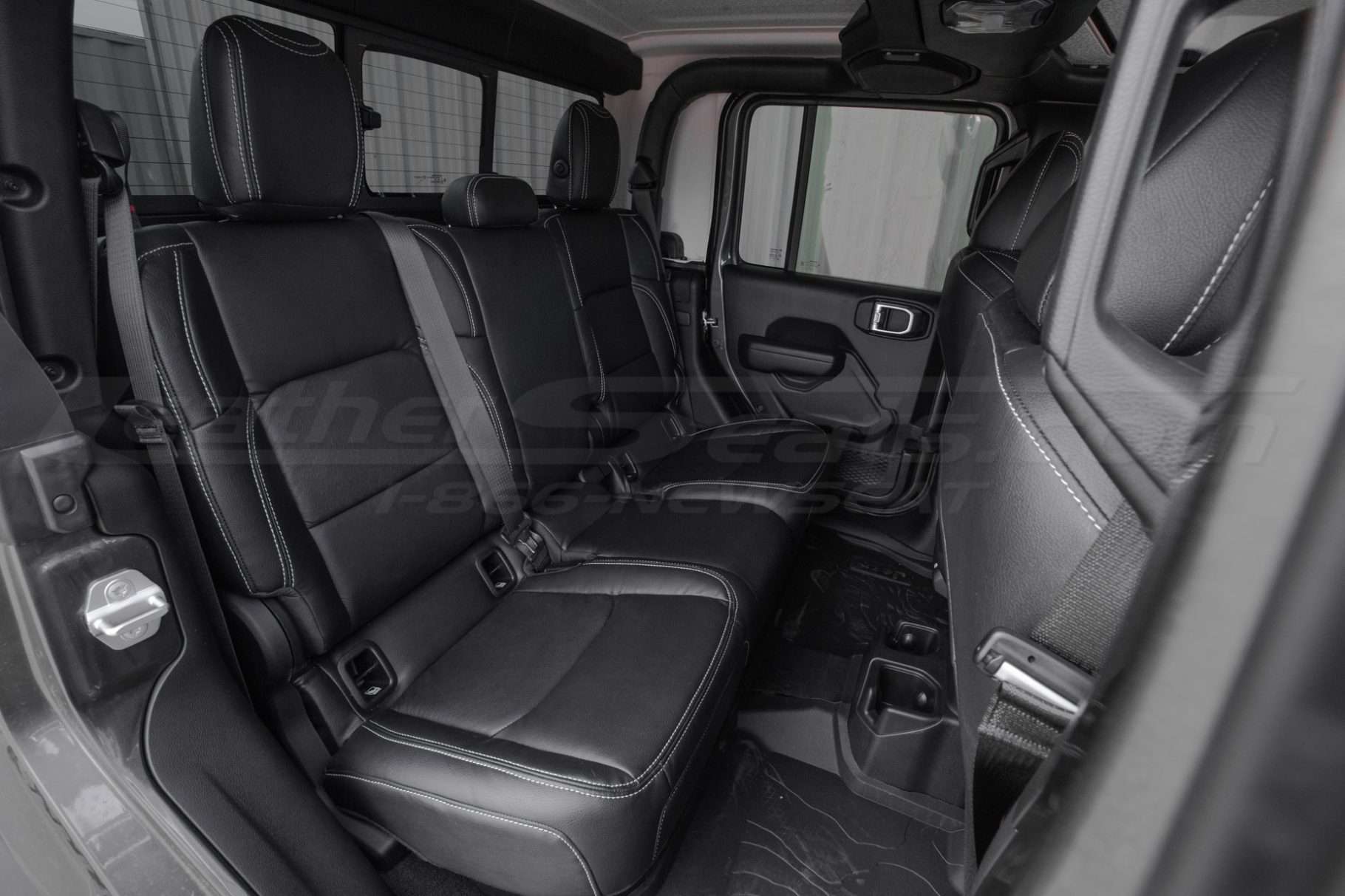 Installed rear black leather seats for Jeep Gladiator