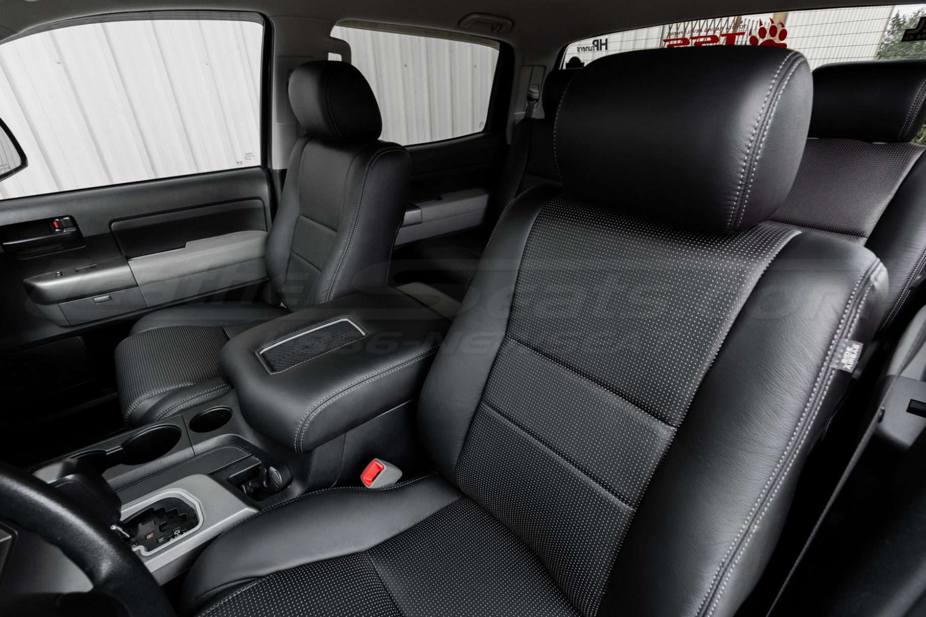 Front backrest & headrest section of two-tone toyota tundra leather seats