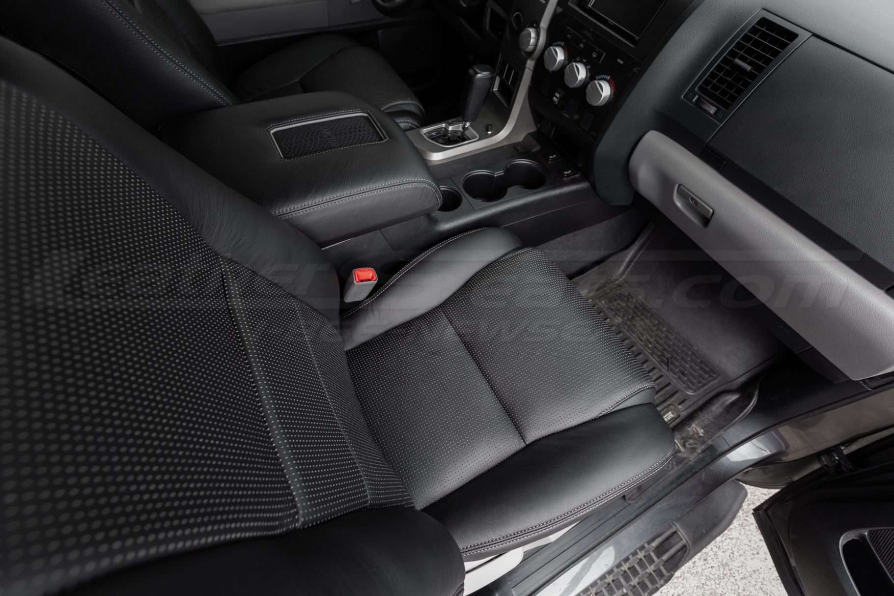 Top-down view of piazza perforated Toyota Tundra leather seats