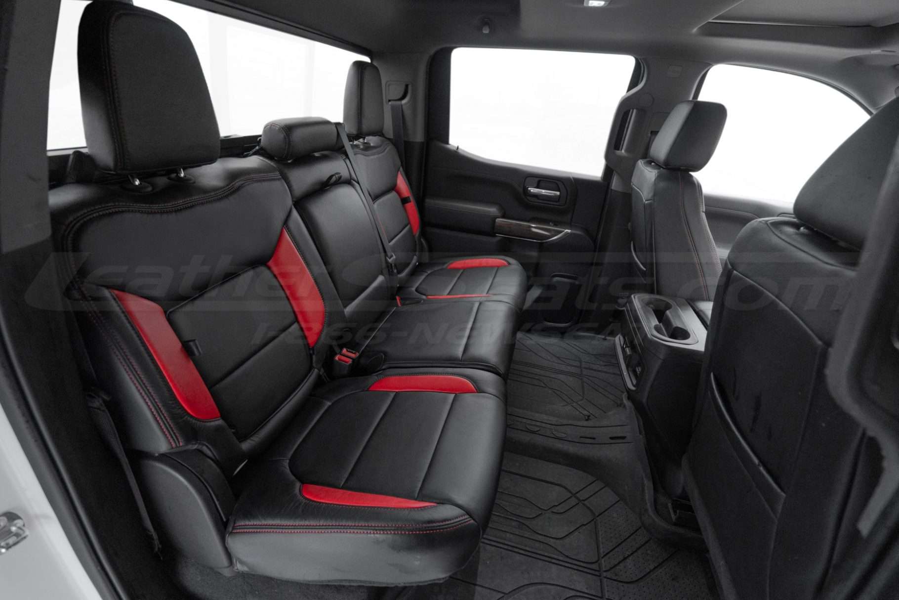 Aftermarket installed leather seat covers for Chevy Silverado - Rear seats