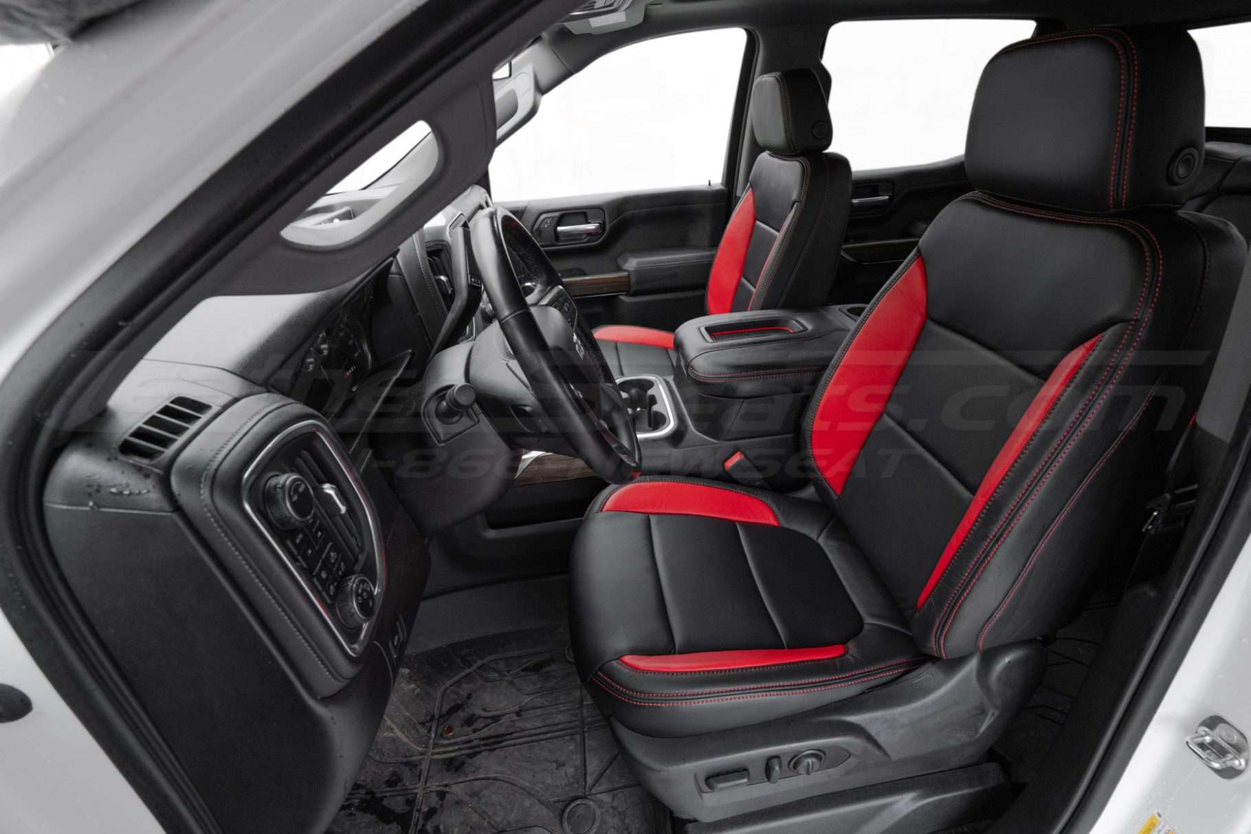 Aftermarket Chevy Silverado leather seats installed - Front driver seat