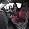 2019-2023 Chevy Silverado with installed custom leather seats in Black and Bright Red