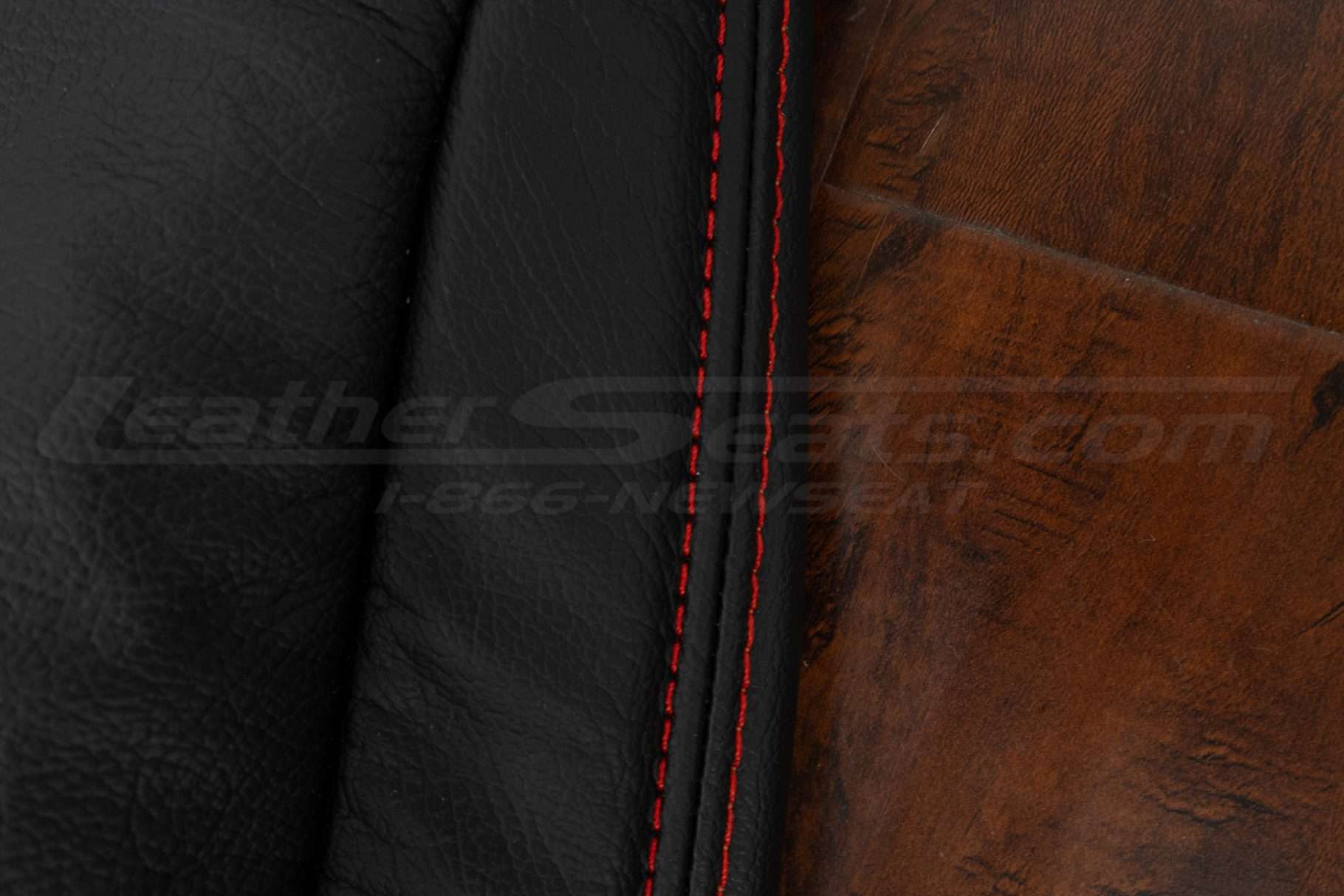Bright Red double-stitching on Black Acura NSX upholstery