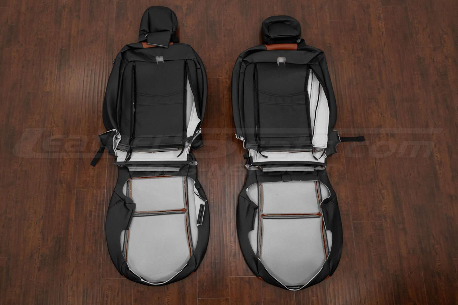 Front seat leather upholstery flipped