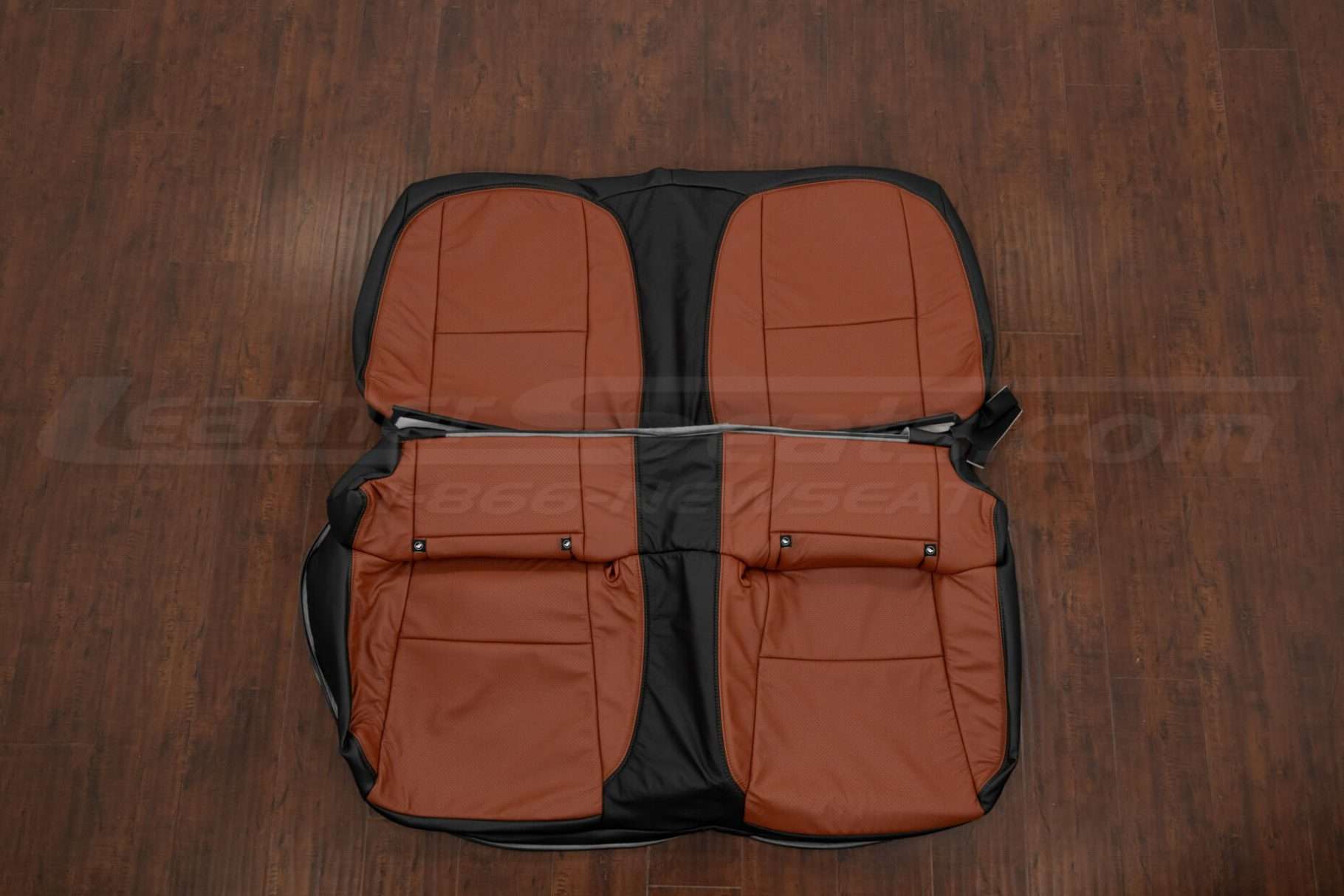 2015-2020 Chevy Camaro rear seat leather upholstery - Black & Mitt Brown