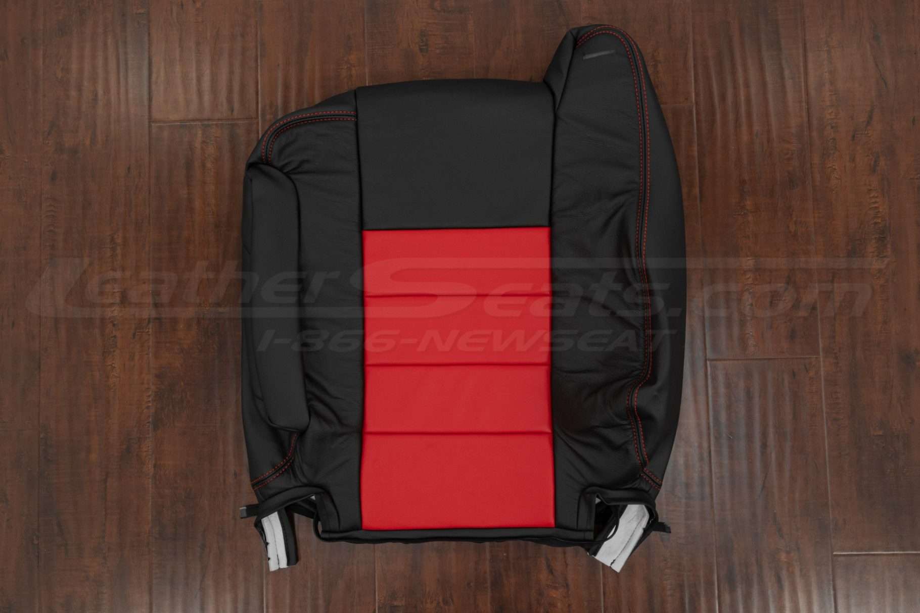 2004-2007 Hummer H2 leather backrest upholstery in black and bright red
